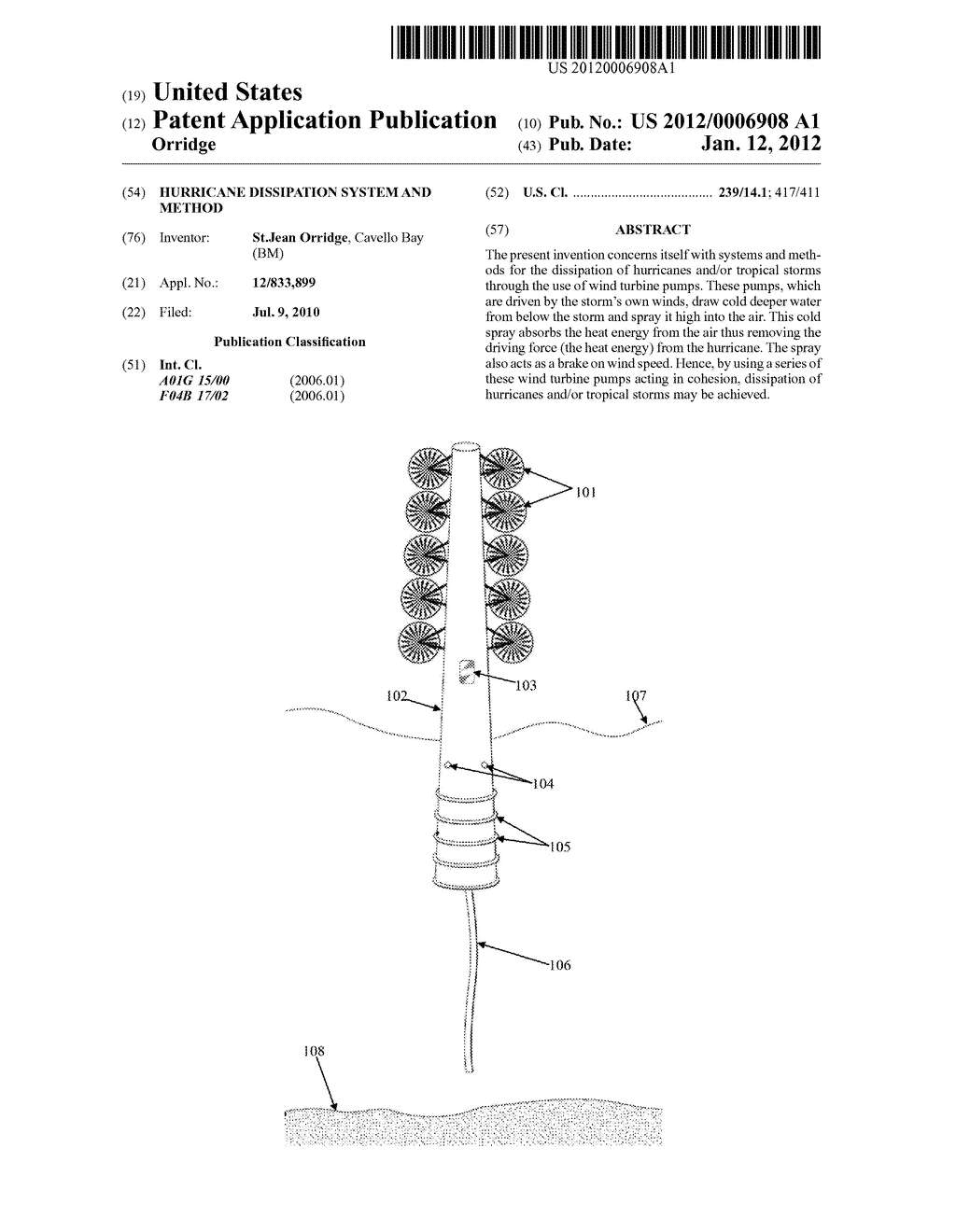 HURRICANE DISSIPATION SYSTEM AND METHOD - diagram, schematic, and image 01