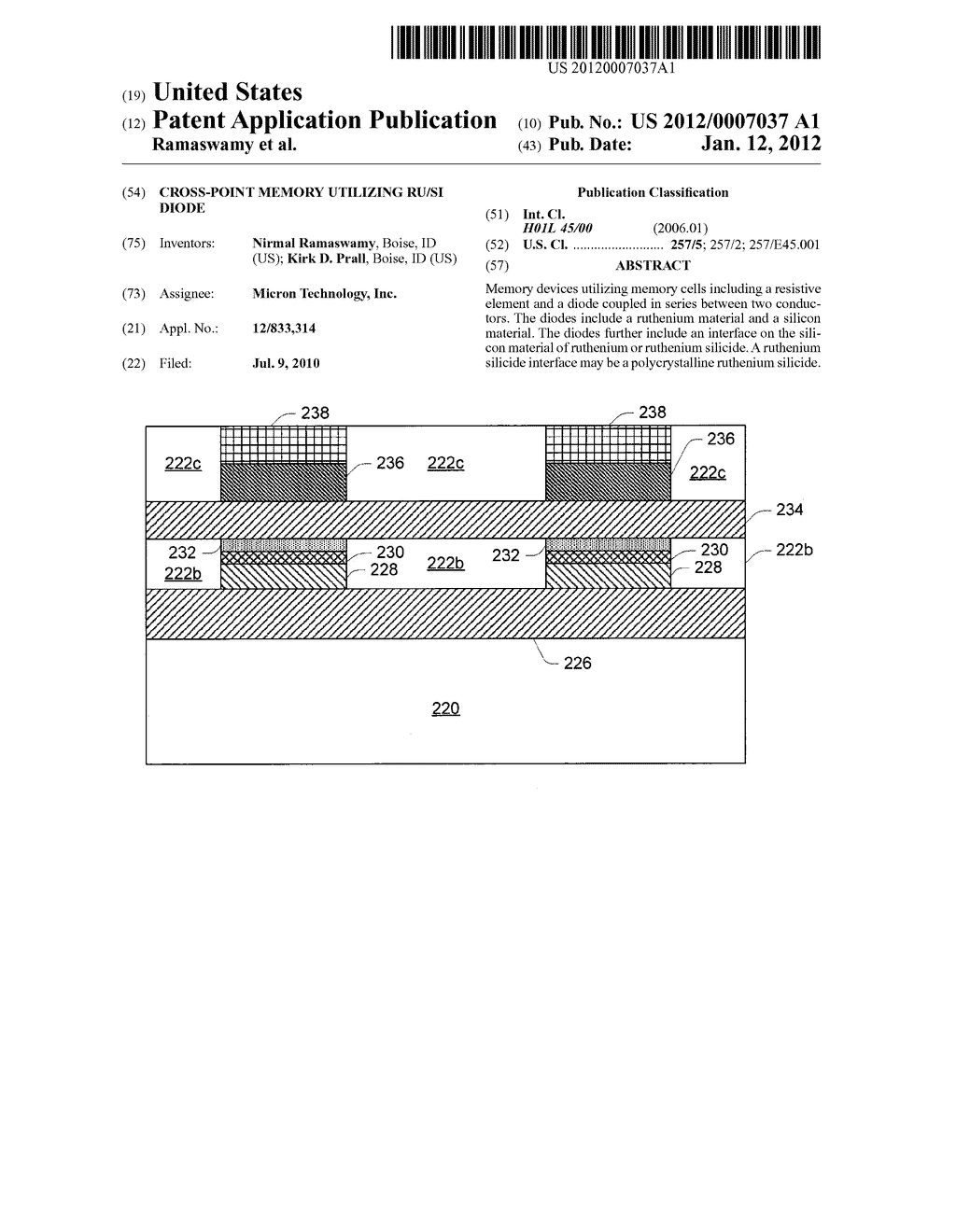 CROSS-POINT MEMORY UTILIZING Ru/Si DIODE - diagram, schematic, and image 01