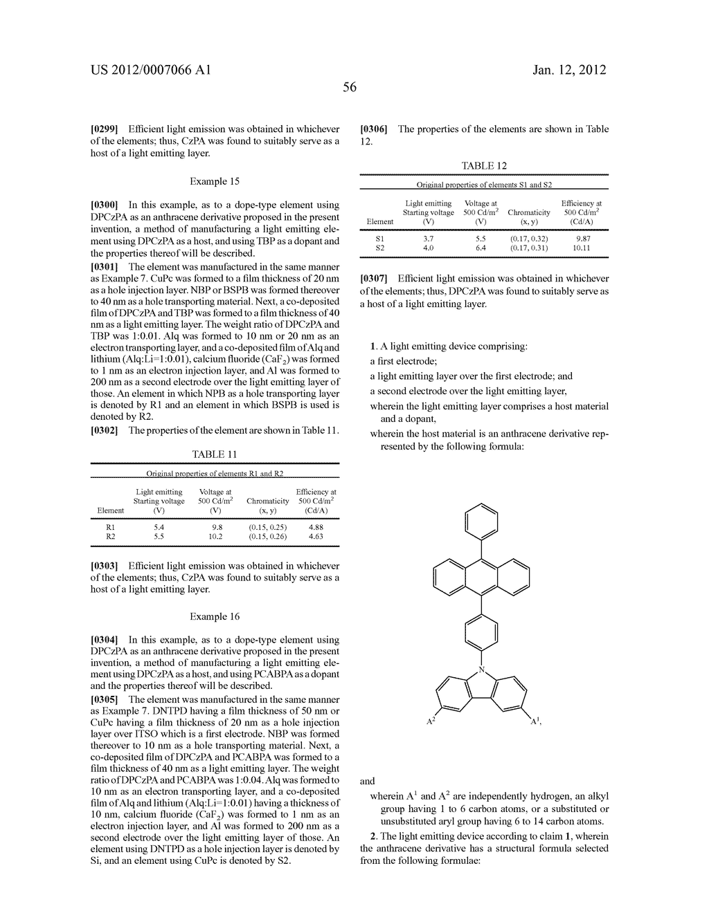 ANTHRACENE DERIVATIVE, MATERIAL FOR LIGHT EMITTING ELEMENT, LIGHT EMITTING     ELEMENT, LIGHT EMITTING DEVICE, AND ELECTRONIC DEVICE - diagram, schematic, and image 90