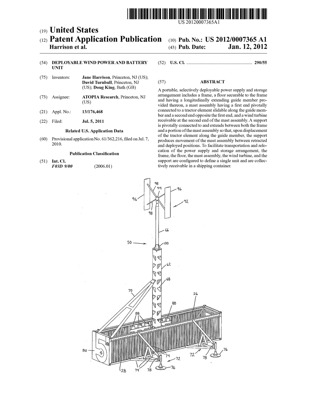 Deployable wind power and battery unit - diagram, schematic, and image 01