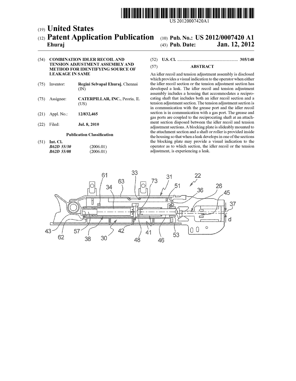 Combination Idler Recoil and Tension Adjustment Assembly and Method for     Identifying Source of Leakage in Same - diagram, schematic, and image 01