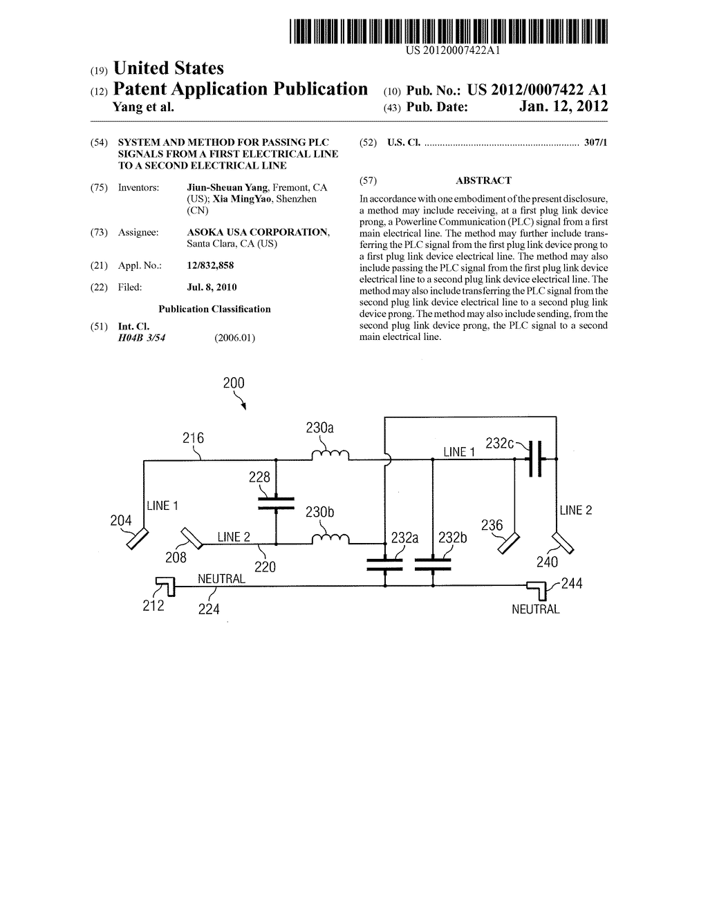 System and Method for Passing PLC Signals from a First Electrical Line to     a Second Electrical Line - diagram, schematic, and image 01