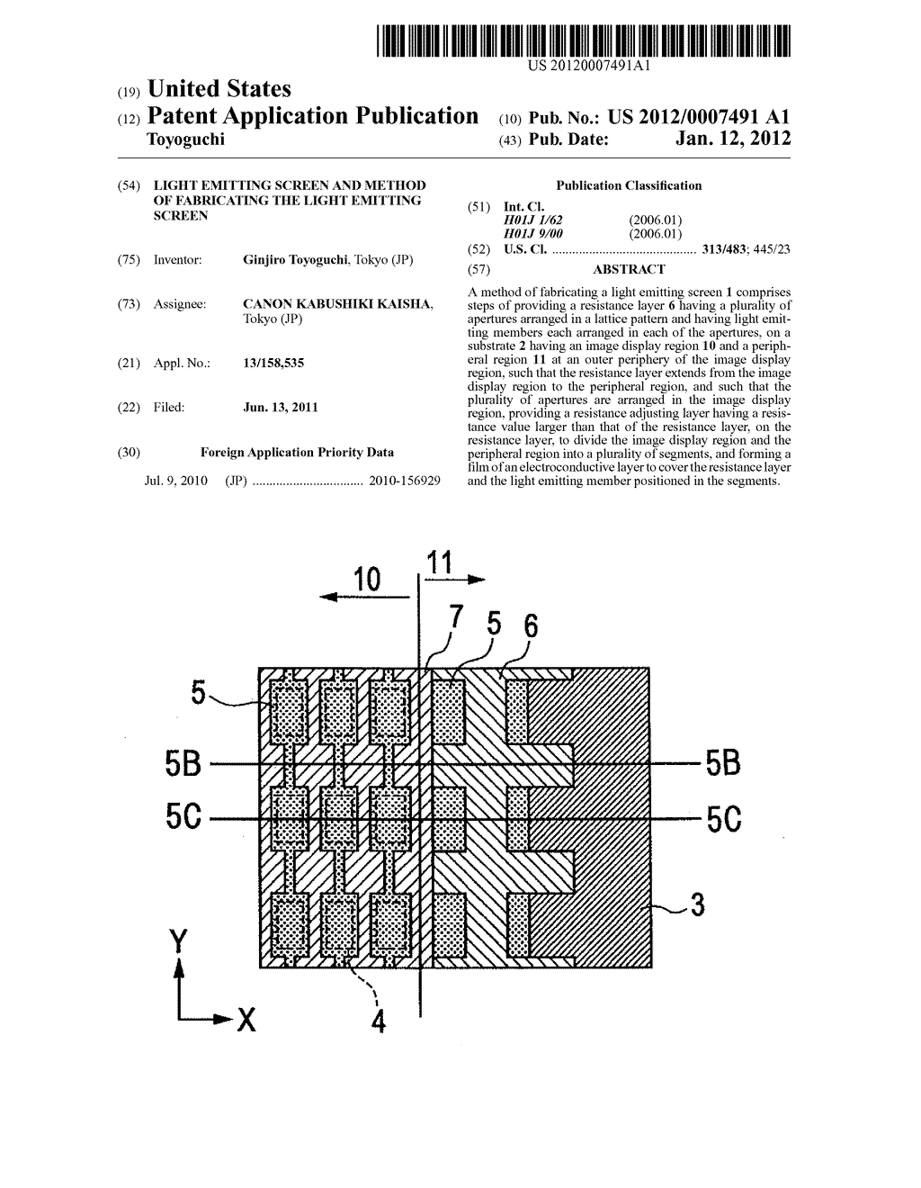 LIGHT EMITTING SCREEN AND METHOD OF FABRICATING THE LIGHT EMITTING SCREEN - diagram, schematic, and image 01