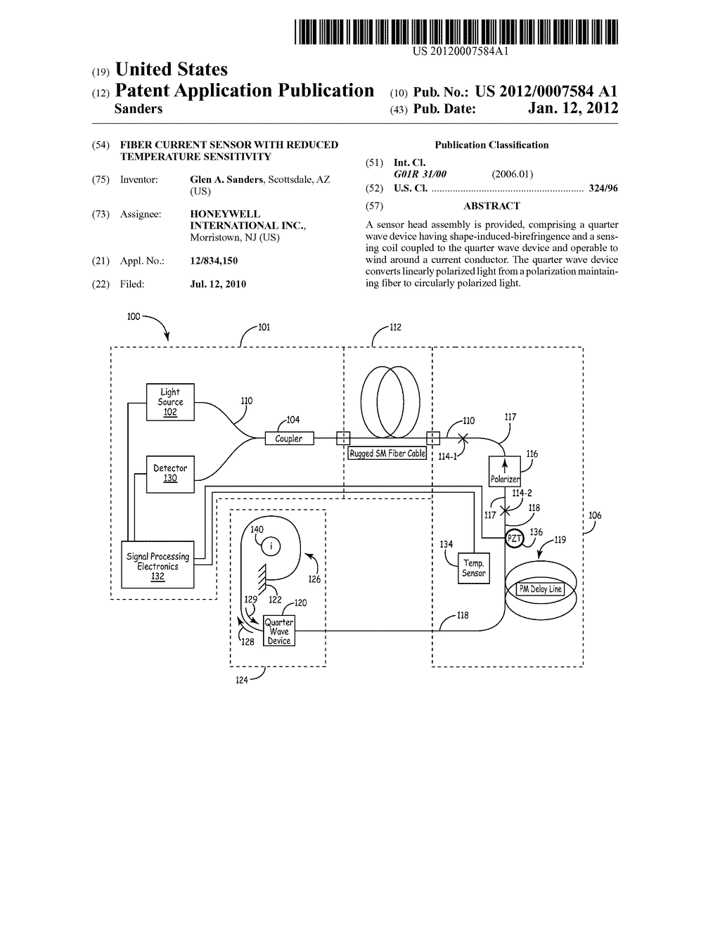 FIBER CURRENT SENSOR WITH REDUCED TEMPERATURE SENSITIVITY - diagram, schematic, and image 01