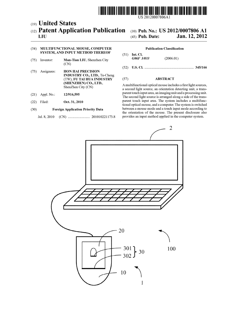 MULTIFUNCTIONAL MOUSE, COMPUTER SYSTEM, AND INPUT METHOD THEREOF - diagram, schematic, and image 01