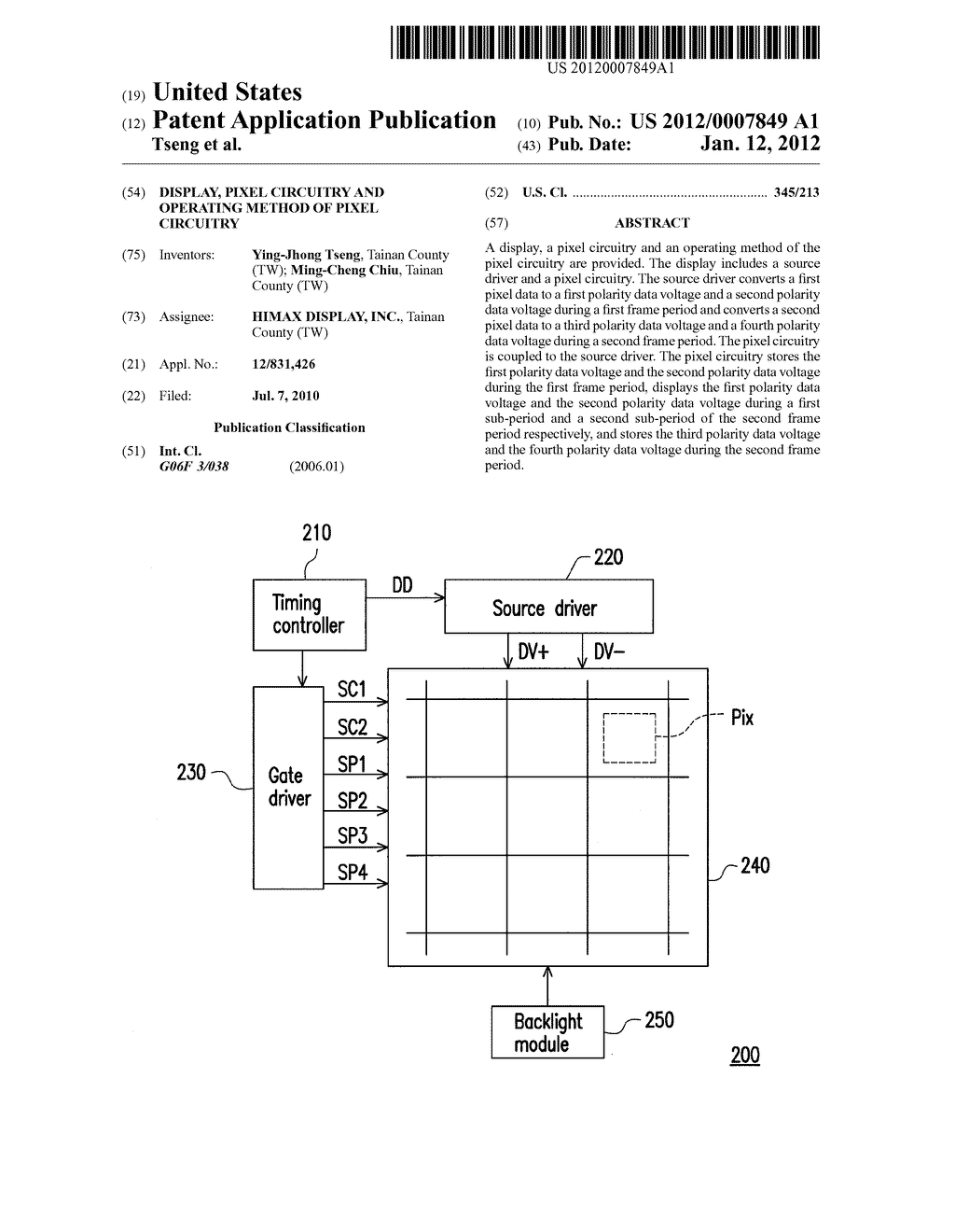 DISPLAY, PIXEL CIRCUITRY AND OPERATING METHOD OF PIXEL CIRCUITRY - diagram, schematic, and image 01