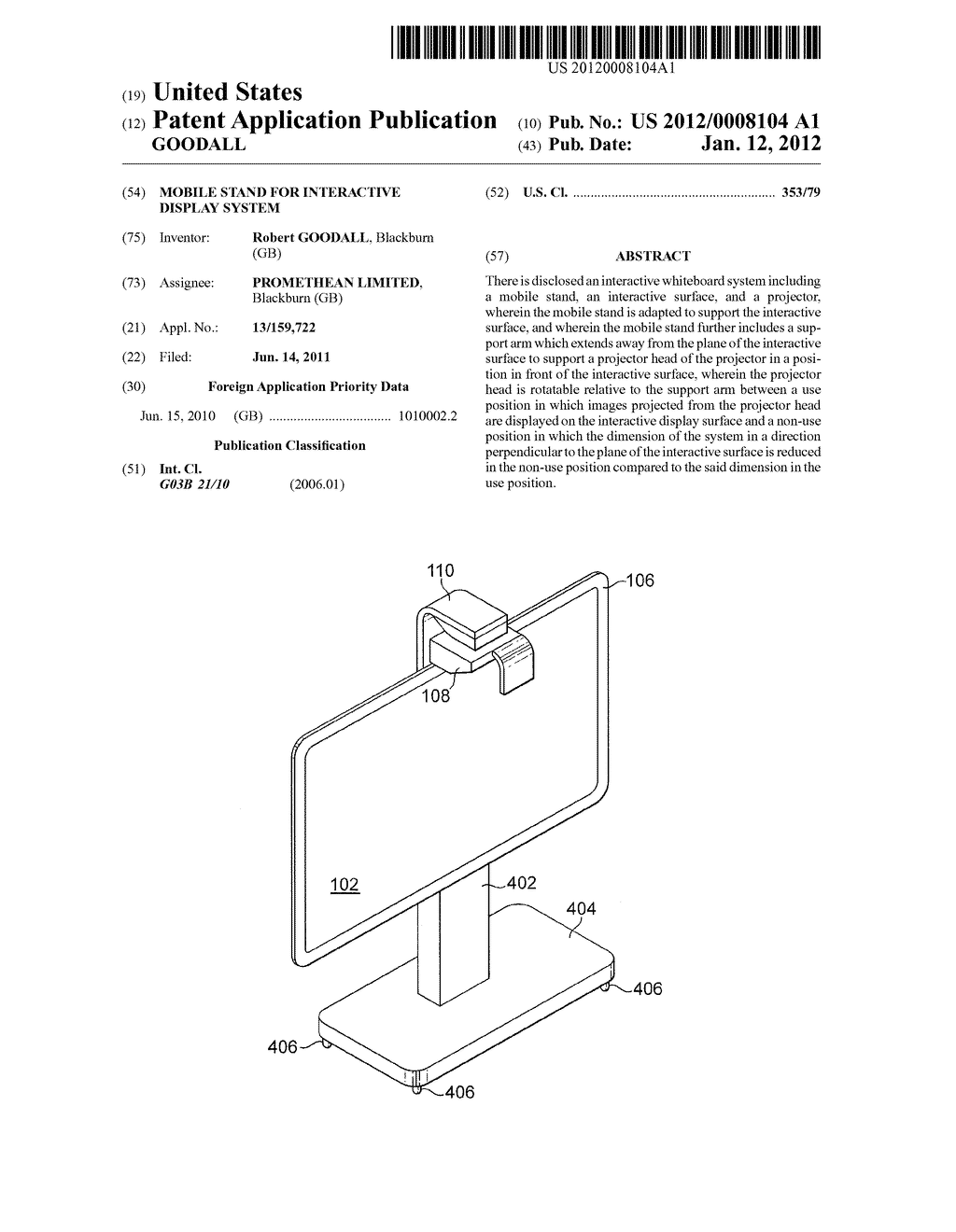 MOBILE STAND FOR INTERACTIVE DISPLAY SYSTEM - diagram, schematic, and image 01