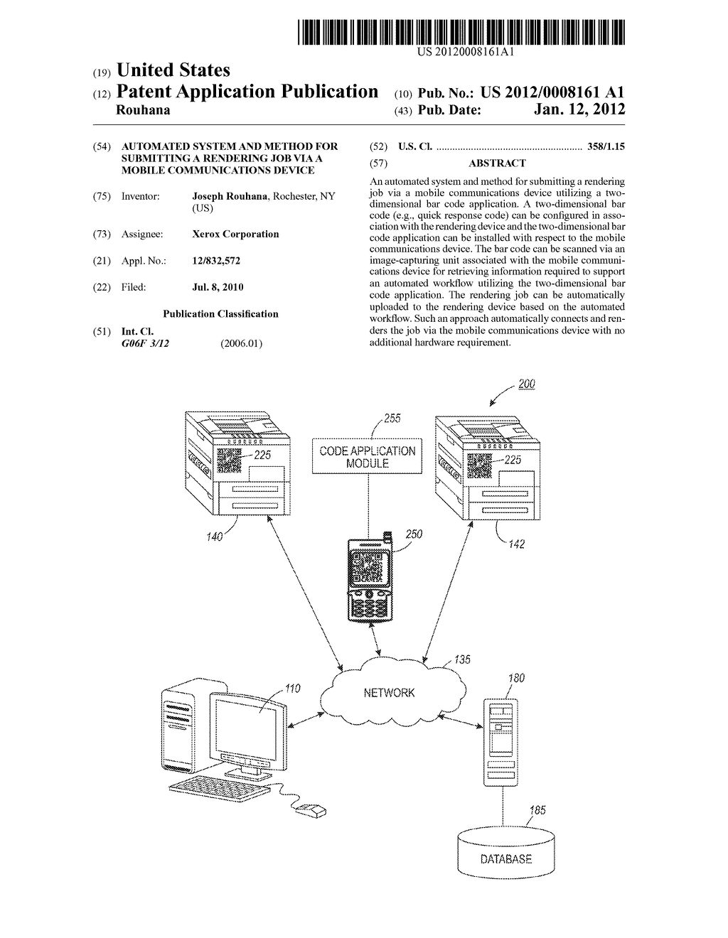 AUTOMATED SYSTEM AND METHOD FOR SUBMITTING A RENDERING JOB VIA A MOBILE     COMMUNICATIONS DEVICE - diagram, schematic, and image 01