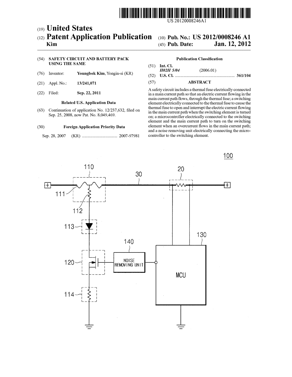 SAFETY CIRCUIT AND BATTERY PACK USING THE SAME - diagram, schematic, and image 01