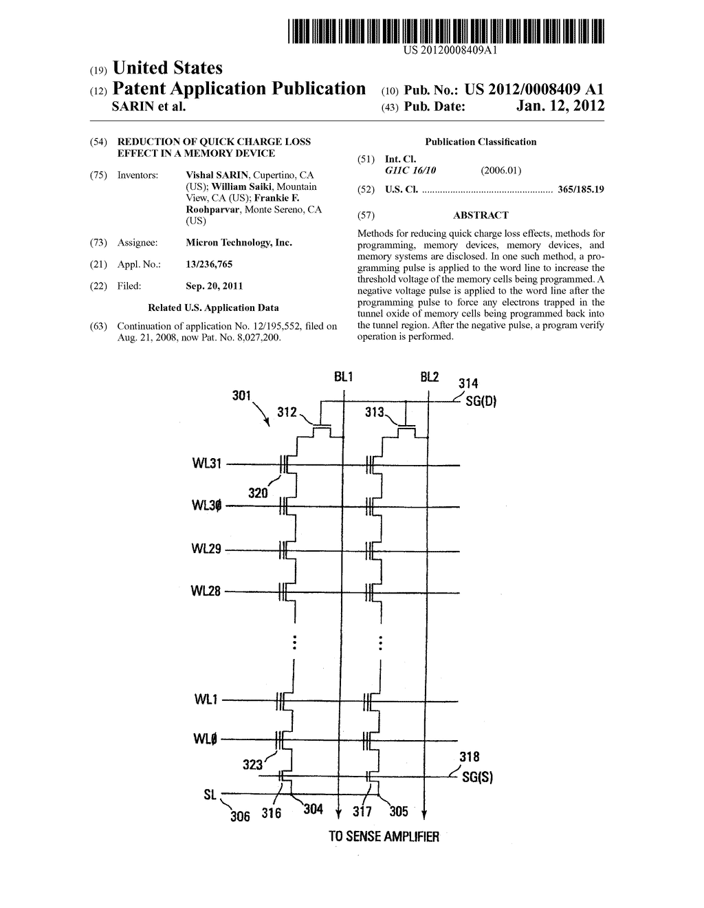 REDUCTION OF QUICK CHARGE LOSS EFFECT IN A MEMORY DEVICE - diagram, schematic, and image 01