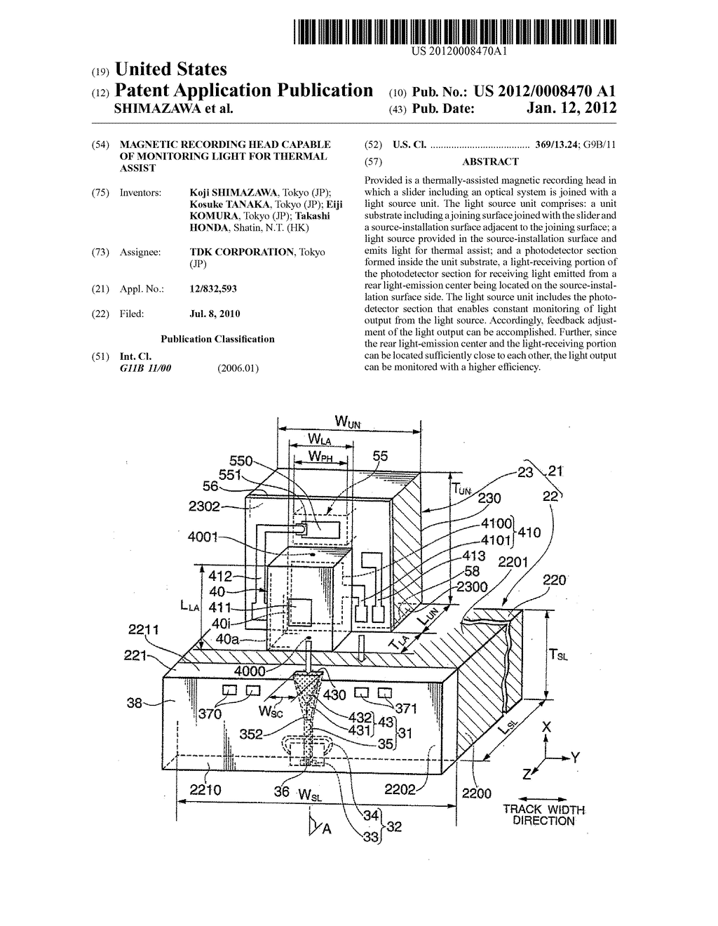 MAGNETIC RECORDING HEAD CAPABLE OF MONITORING LIGHT FOR THERMAL ASSIST - diagram, schematic, and image 01