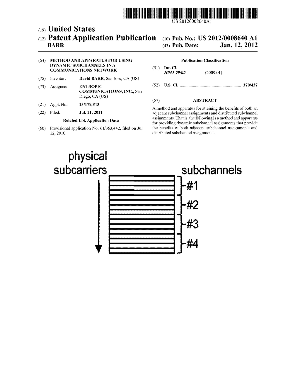 Method and Apparatus for Using Dynamic Subchannels in a Communications     Network - diagram, schematic, and image 01