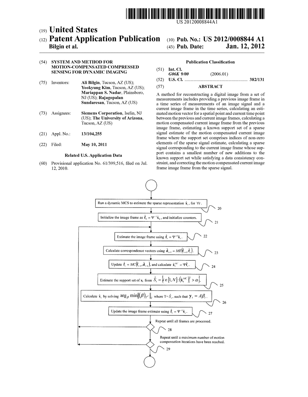 SYSTEM AND METHOD FOR MOTION-COMPENSATED COMPRESSED SENSING FOR DYNAMIC     IMAGING - diagram, schematic, and image 01