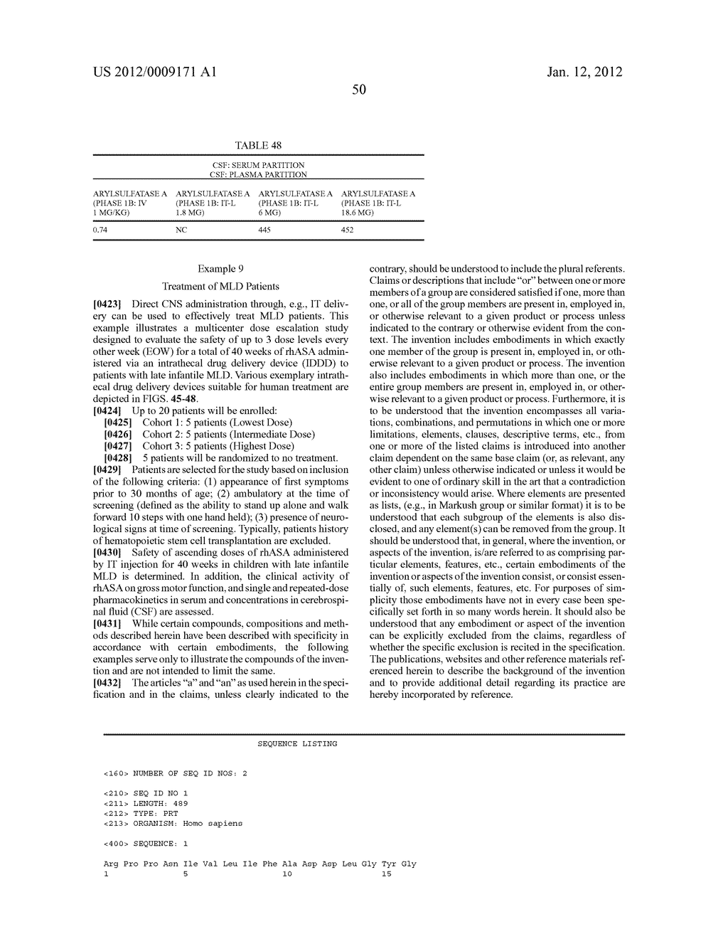 METHODS AND COMPOSITIONS FOR CNS DELIVERY OF ARYLSULFATASE A - diagram, schematic, and image 93