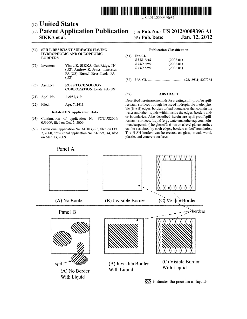 SPILL RESISTANT SURFACES HAVING HYDROPHOBIC AND OLEOPHOBIC BORDERS - diagram, schematic, and image 01