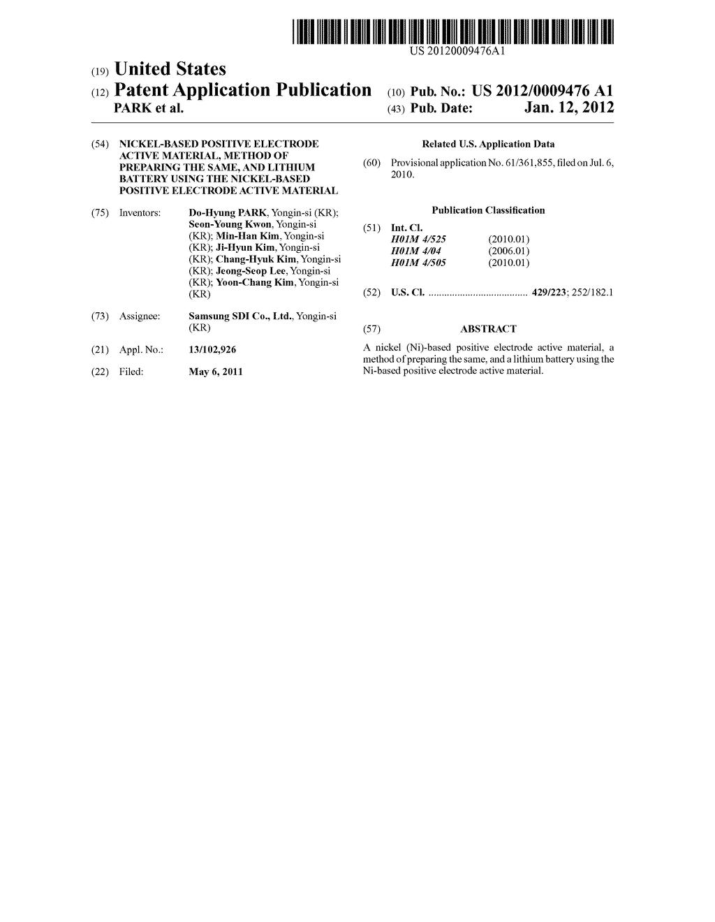 NICKEL-BASED POSITIVE ELECTRODE ACTIVE MATERIAL, METHOD OF PREPARING THE     SAME, AND LITHIUM BATTERY USING THE NICKEL-BASED POSITIVE ELECTRODE     ACTIVE MATERIAL - diagram, schematic, and image 01