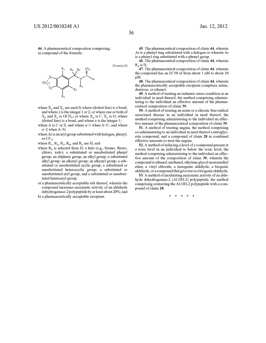 Mitochondrial Aldehyde Dehydrogenase-2 Modulators and Methods of Use     Thereof - diagram, schematic, and image 49