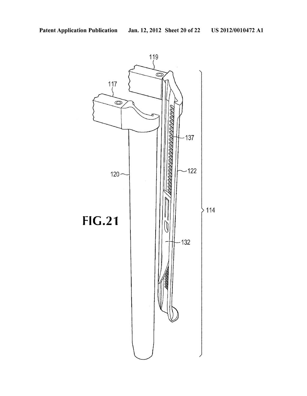 RETRACTOR FOR USE DURING RETROPERITONEAL LATERAL INSERTION OF SPINAL     IMPLANTS - diagram, schematic, and image 21