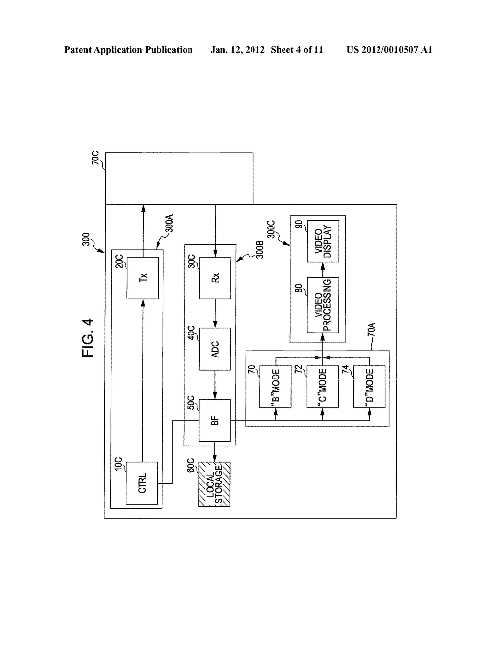 ULTRASOUND TRANSDUCER ARCHITECTURE HAVING NON-TRANSITORY LOCAL MEMORY     STORAGE MEDIUM FOR STORING 2D AND OR 3D/4D IMAGE DATA - diagram, schematic, and image 05