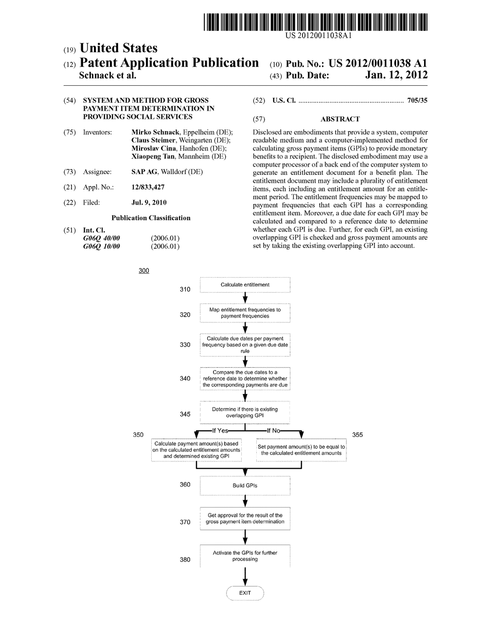 SYSTEM AND METHOD FOR GROSS PAYMENT ITEM DETERMINATION IN PROVIDING SOCIAL     SERVICES - diagram, schematic, and image 01