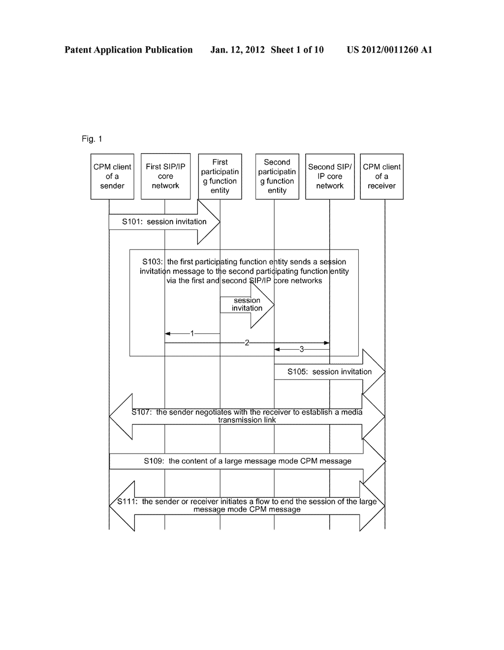 Method and system for transmitting large message mode converged IP     messaging - diagram, schematic, and image 02