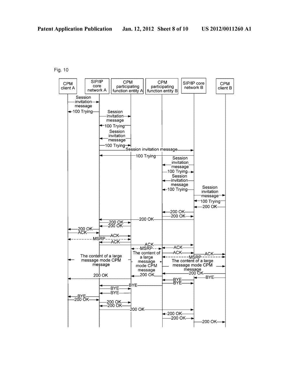 Method and system for transmitting large message mode converged IP     messaging - diagram, schematic, and image 09