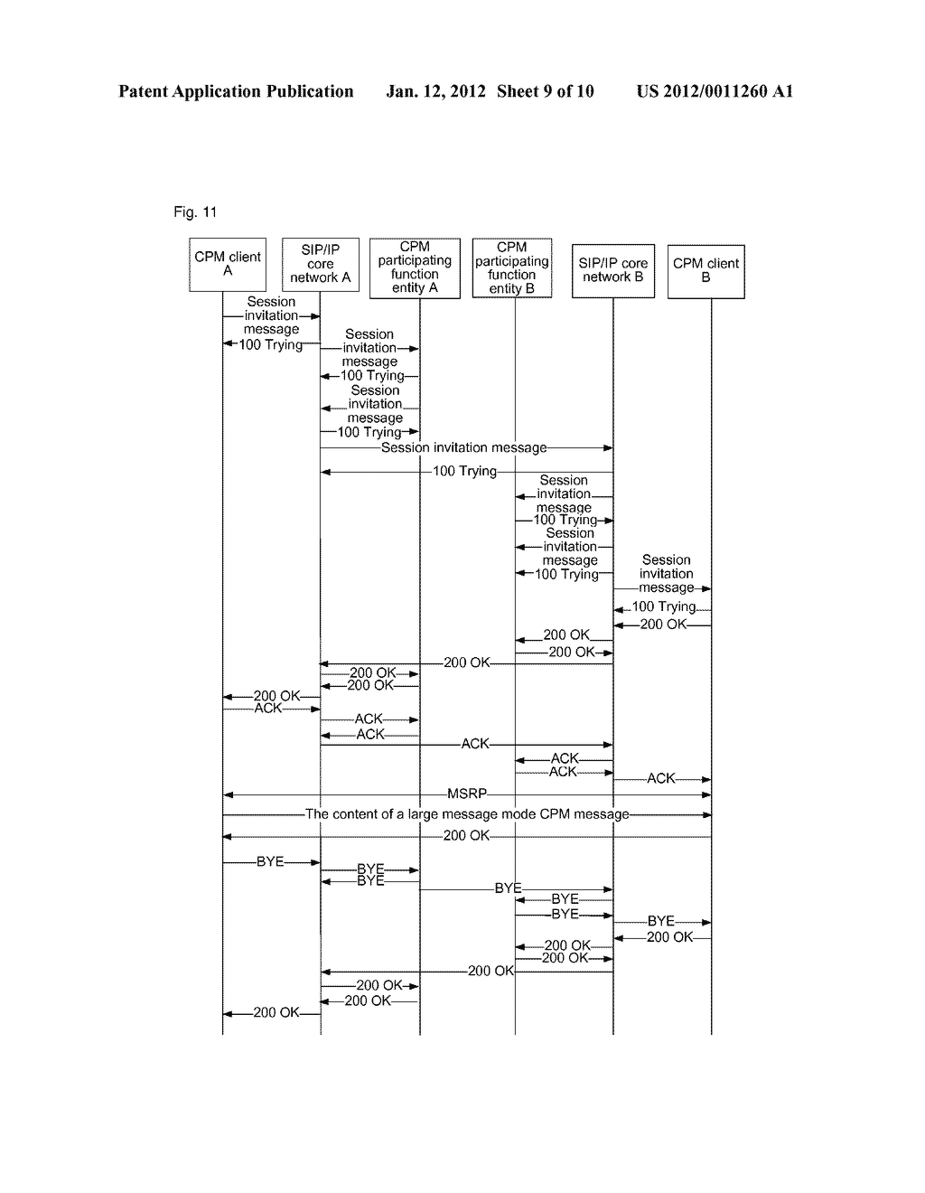 Method and system for transmitting large message mode converged IP     messaging - diagram, schematic, and image 10