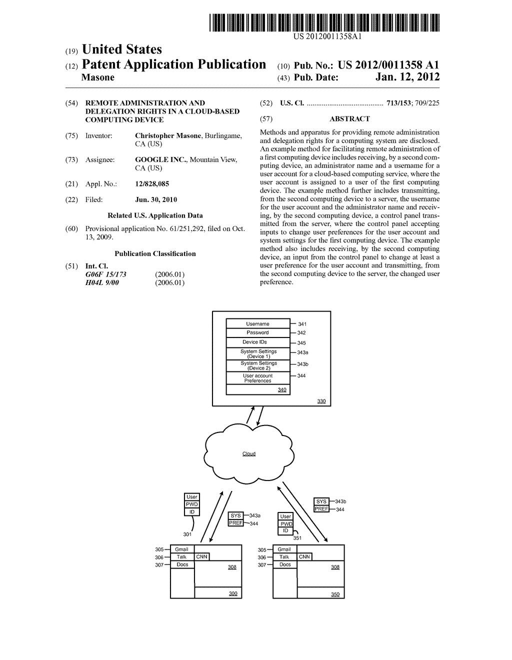 REMOTE ADMINISTRATION AND DELEGATION RIGHTS IN A CLOUD-BASED COMPUTING     DEVICE - diagram, schematic, and image 01