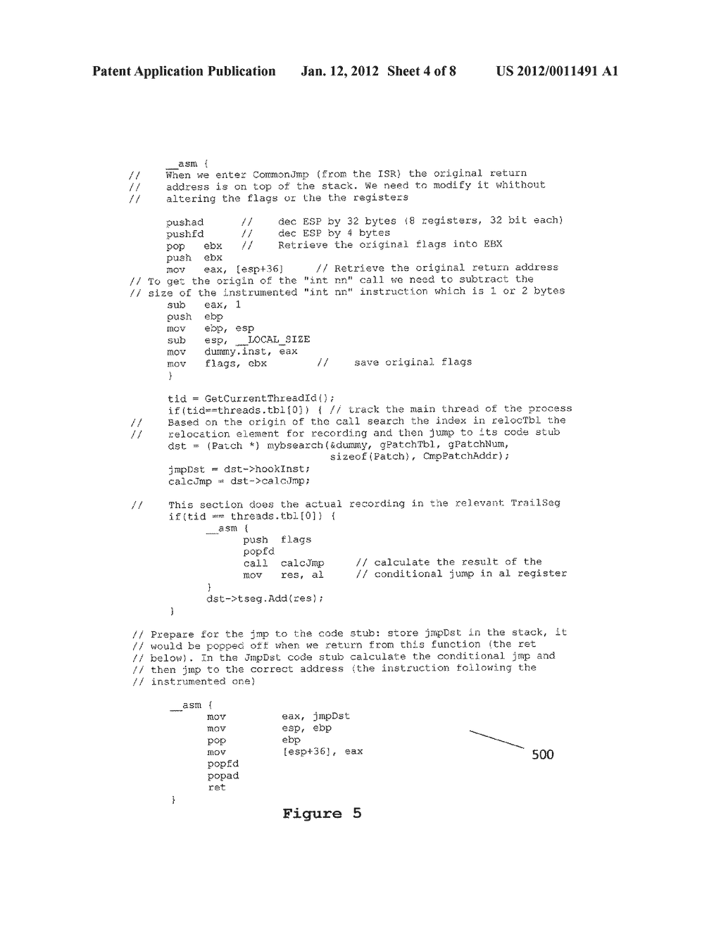 EFFICIENT RECORDING AND REPLAYING OF THE EXECUTION PATH OF A COMPUTER     PROGRAM - diagram, schematic, and image 05