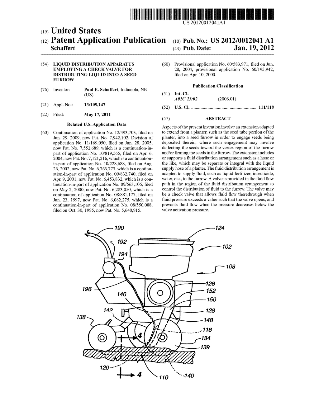 Liquid Distribution Apparatus Employing a Check Valve for Distributing     Liquid Into a Seed Furrow - diagram, schematic, and image 01