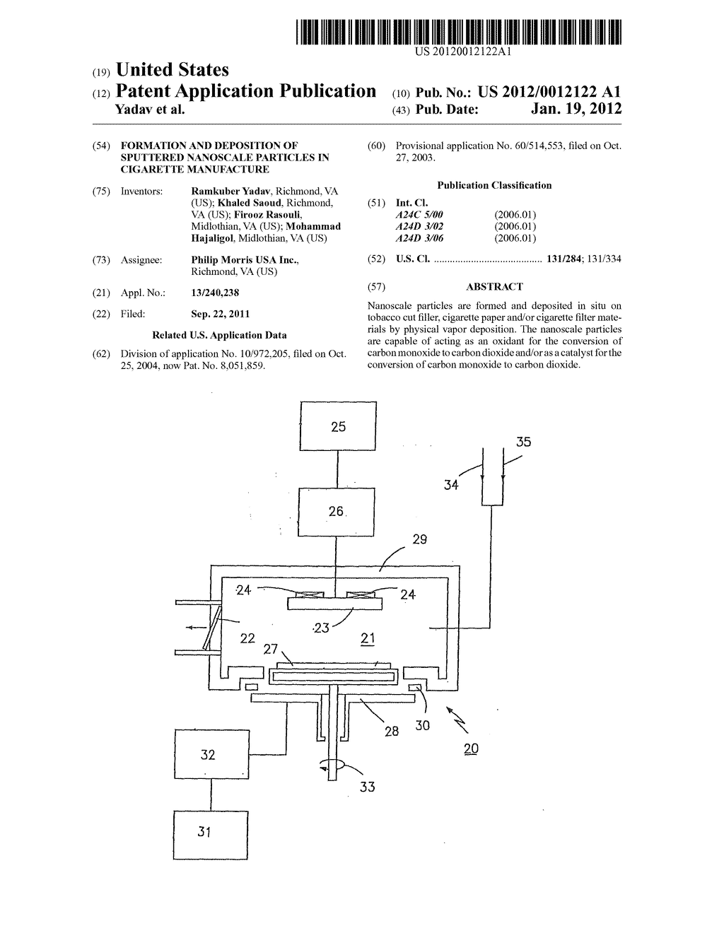 FORMATION AND DEPOSITION OF SPUTTERED NANOSCALE PARTICLES IN CIGARETTE     MANUFACTURE - diagram, schematic, and image 01