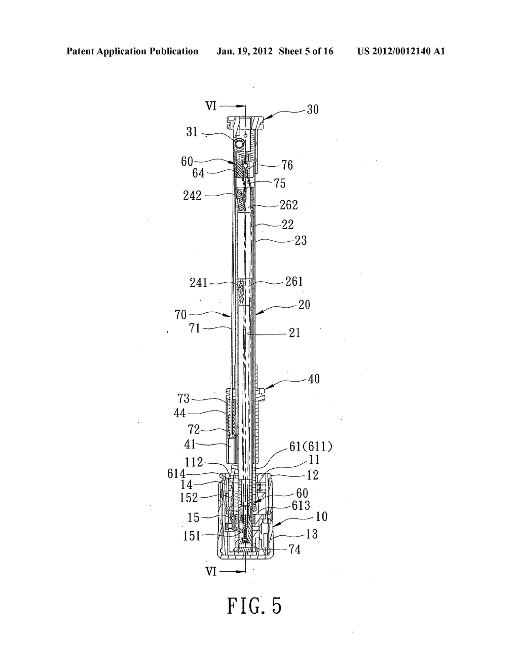 Semi-automatic umbrella with an automatically retractable central shaft - diagram, schematic, and image 06