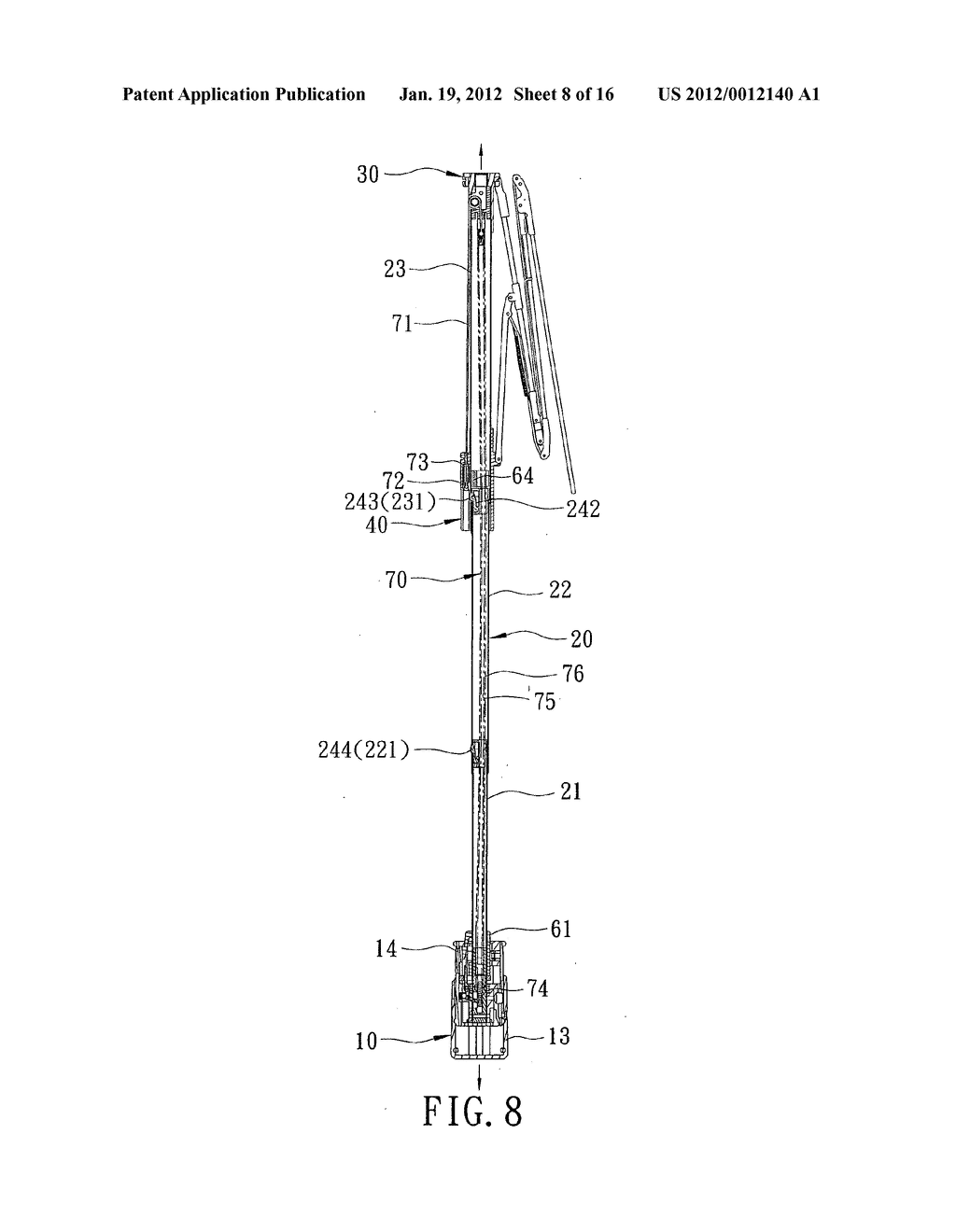 Semi-automatic umbrella with an automatically retractable central shaft - diagram, schematic, and image 09