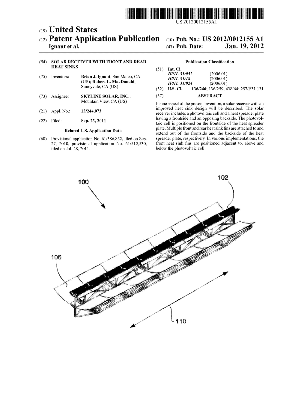 SOLAR RECEIVER WITH FRONT AND REAR HEAT SINKS - diagram, schematic, and image 01