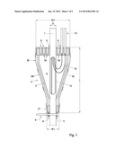 ASSEMBLY COMPRISING AT LEAST ONE DUCT AND AT LEAST ONE DISTRIBUTION BOX,     AND A METHOD OF MOUNTING A DISTRIBUTION BOX TO A DUCT diagram and image