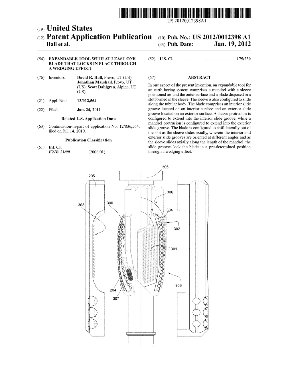 Expandable Tool with at least One Blade that Locks in Place through a     Wedging Effect - diagram, schematic, and image 01