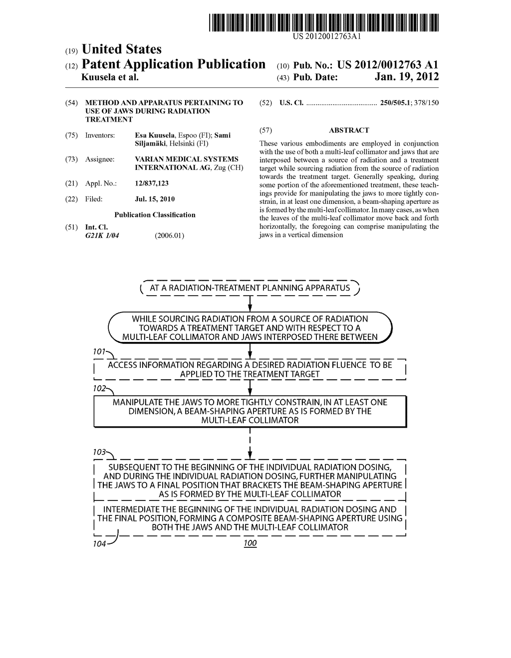 Method and Apparatus Pertaining to Use of Jaws During Radiation Treatment - diagram, schematic, and image 01