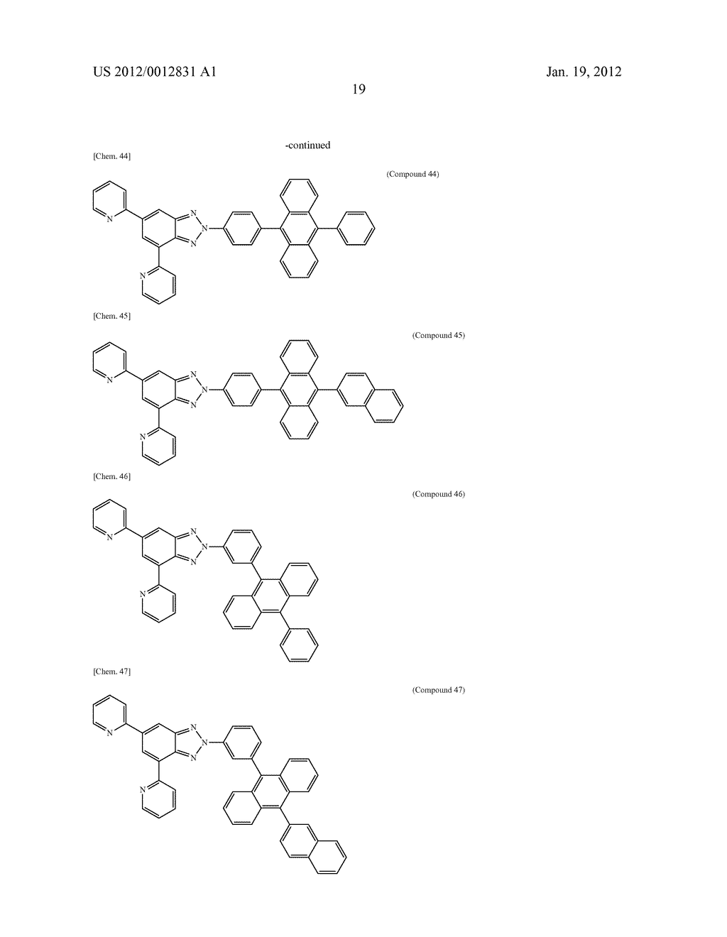 COMPOUND HAVING BENZOTRIAZOLE RING STRUCTURE AND ORGANIC     ELECTROLUMINESCENT ELEMENT - diagram, schematic, and image 22