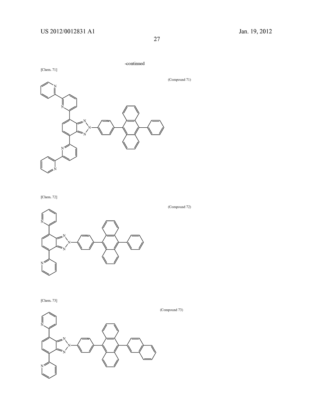 COMPOUND HAVING BENZOTRIAZOLE RING STRUCTURE AND ORGANIC     ELECTROLUMINESCENT ELEMENT - diagram, schematic, and image 30