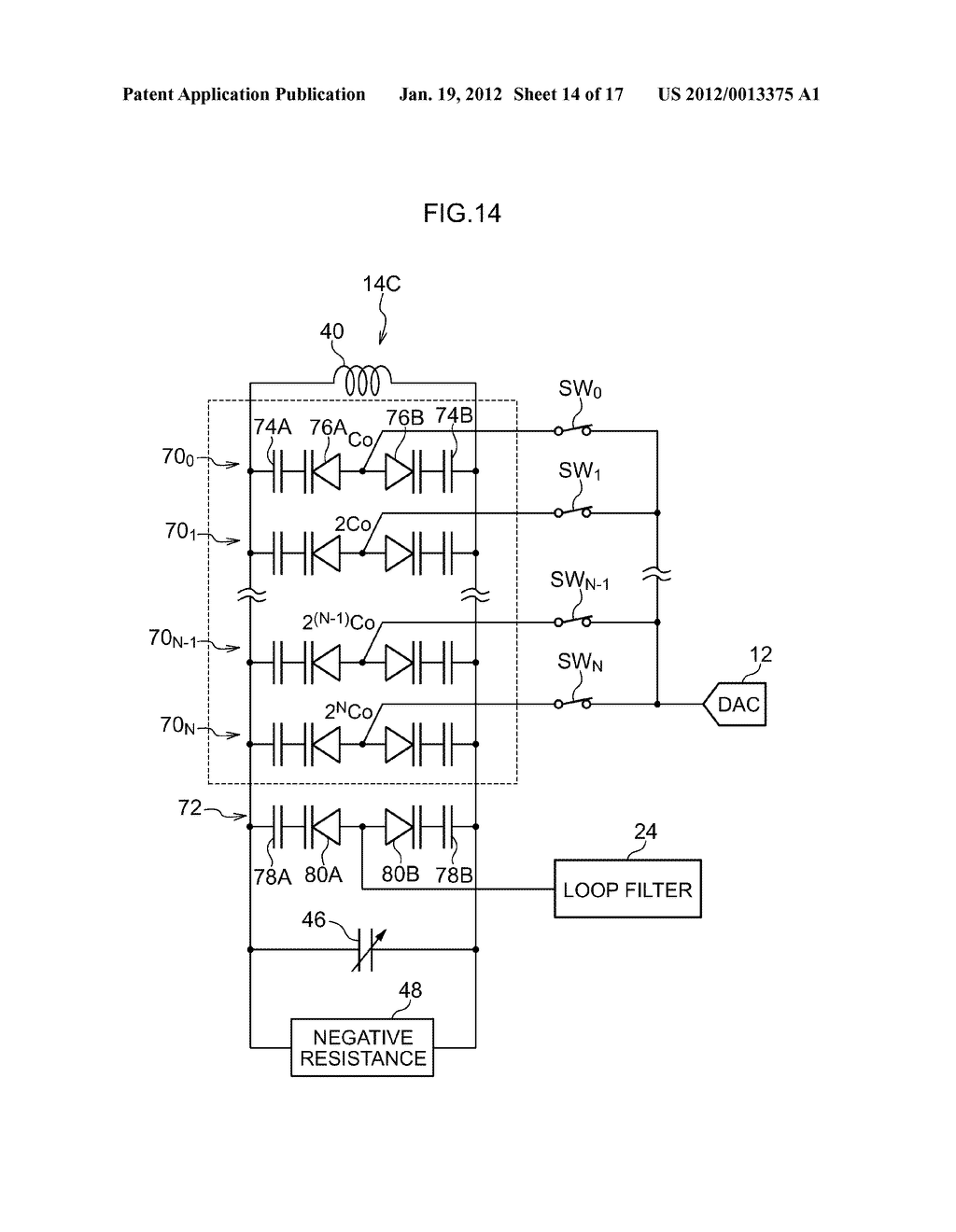 FREQUENCY SYNTHESIZER DEVICE AND MODULATION FREQUENCY DISPLACEMENT     ADJUSTMENT METHOD - diagram, schematic, and image 15