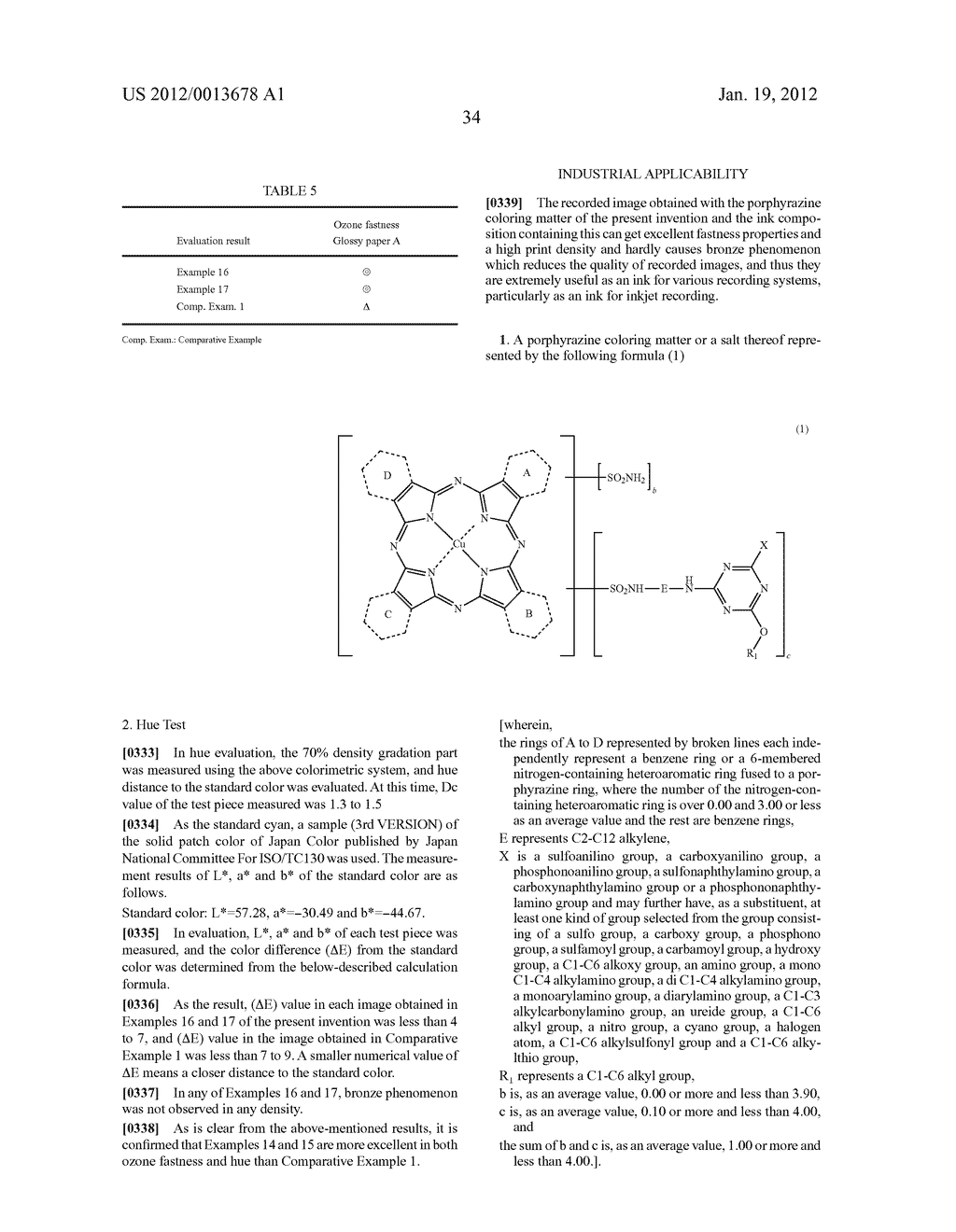 Porphyrazine Coloring Matter, Ink Composition Containing The Same And     Colored Product - diagram, schematic, and image 35