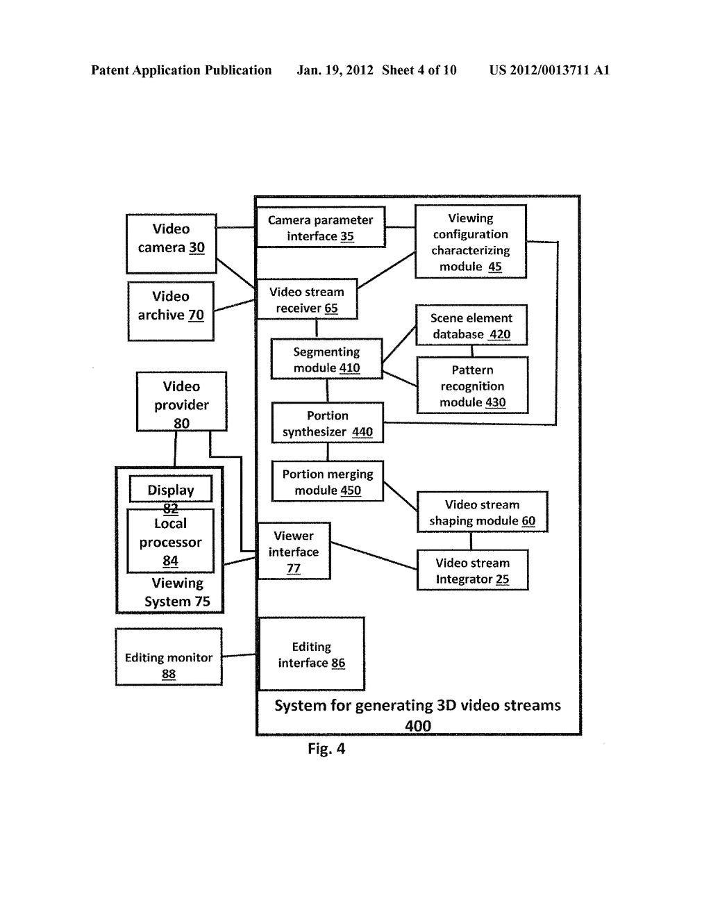 METHOD AND SYSTEM FOR CREATING THREE-DIMENSIONAL VIEWABLE VIDEO FROM A     SINGLE VIDEO STREAM - diagram, schematic, and image 05