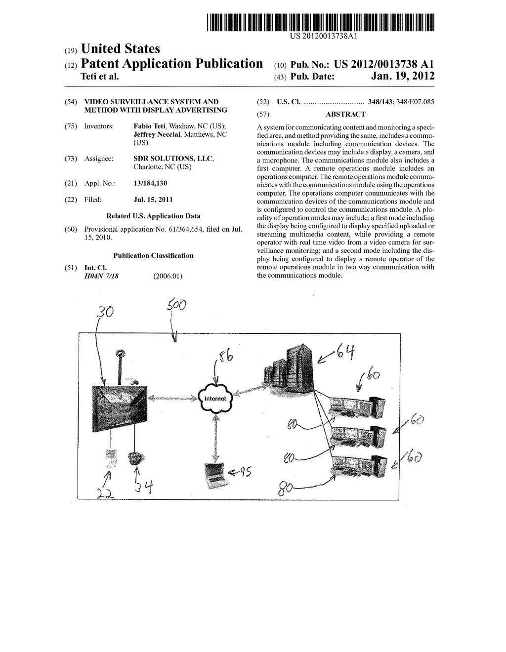 VIDEO SURVEILLANCE SYSTEM AND METHOD WITH DISPLAY ADVERTISING - diagram, schematic, and image 01