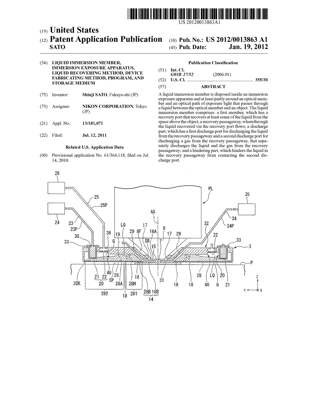 LIQUID IMMERSION MEMBER, IMMERSION EXPOSURE APPARATUS, LIQUID RECOVERING     METHOD, DEVICE FABRICATING METHOD, PROGRAM, AND STORAGE MEDIUM - diagram, schematic, and image 01