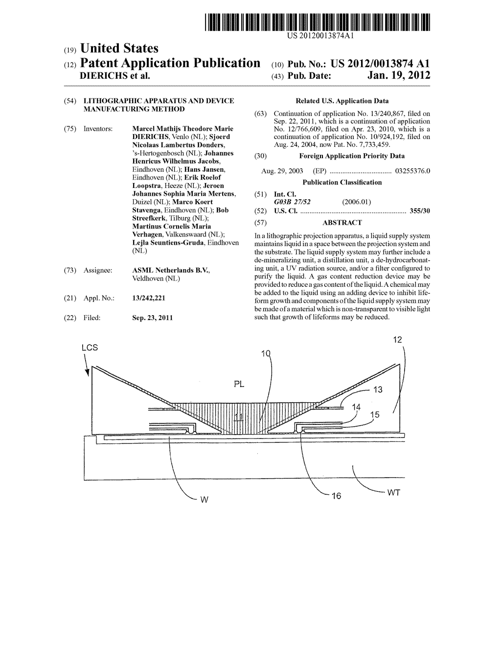 LITHOGRAPHIC APPARATUS AND DEVICE MANUFACTURING METHOD - diagram, schematic, and image 01