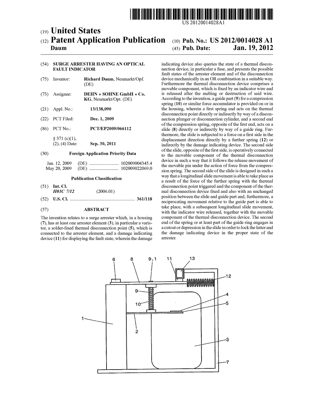 SURGE ARRESTER HAVING AN OPTICAL FAULT INDICATOR - diagram, schematic, and image 01