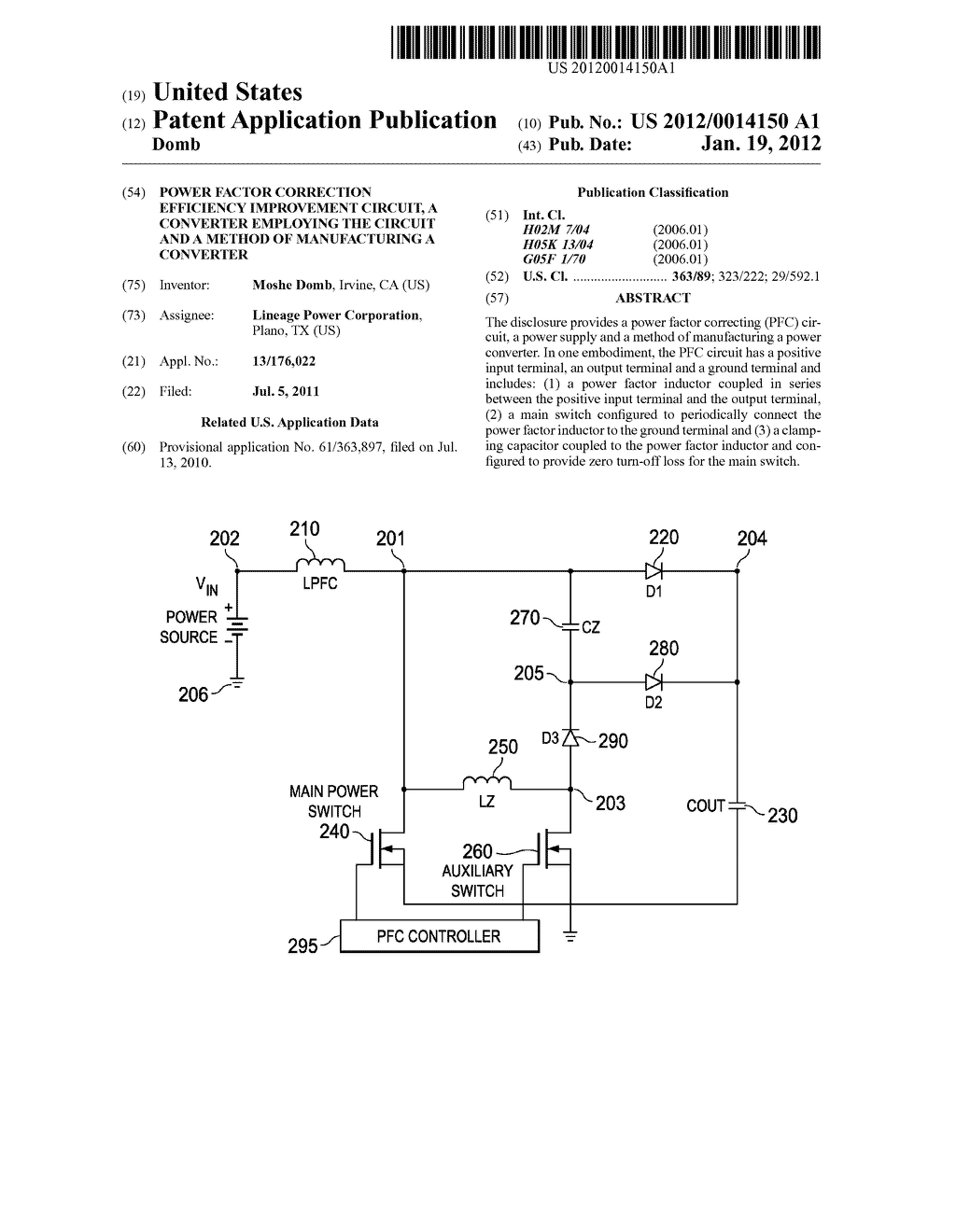 POWER FACTOR CORRECTION EFFICIENCY IMPROVEMENT CIRCUIT, A CONVERTER     EMPLOYING THE CIRCUIT AND A METHOD OF MANUFACTURING A CONVERTER - diagram, schematic, and image 01