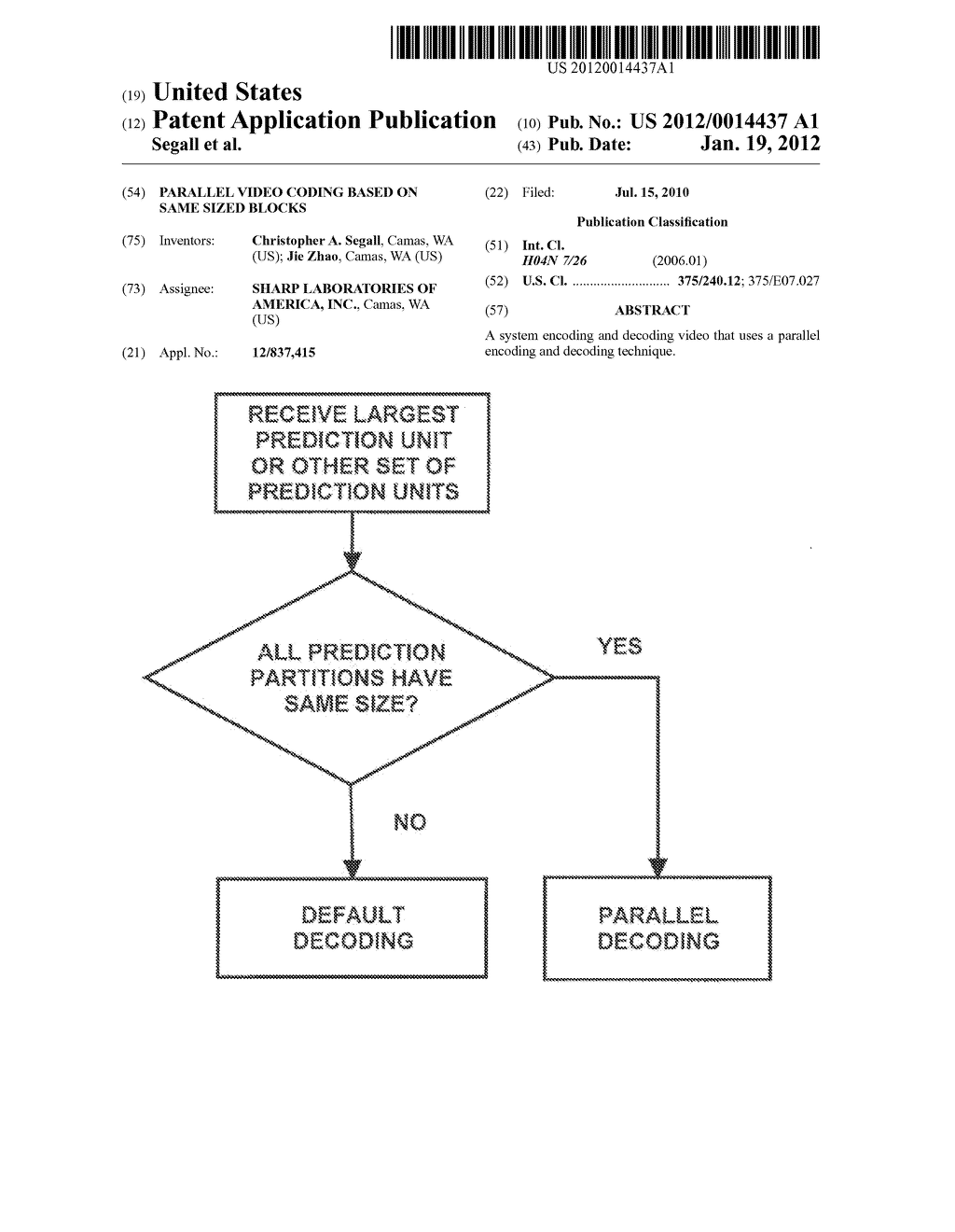 PARALLEL VIDEO CODING BASED ON SAME SIZED BLOCKS - diagram, schematic, and image 01