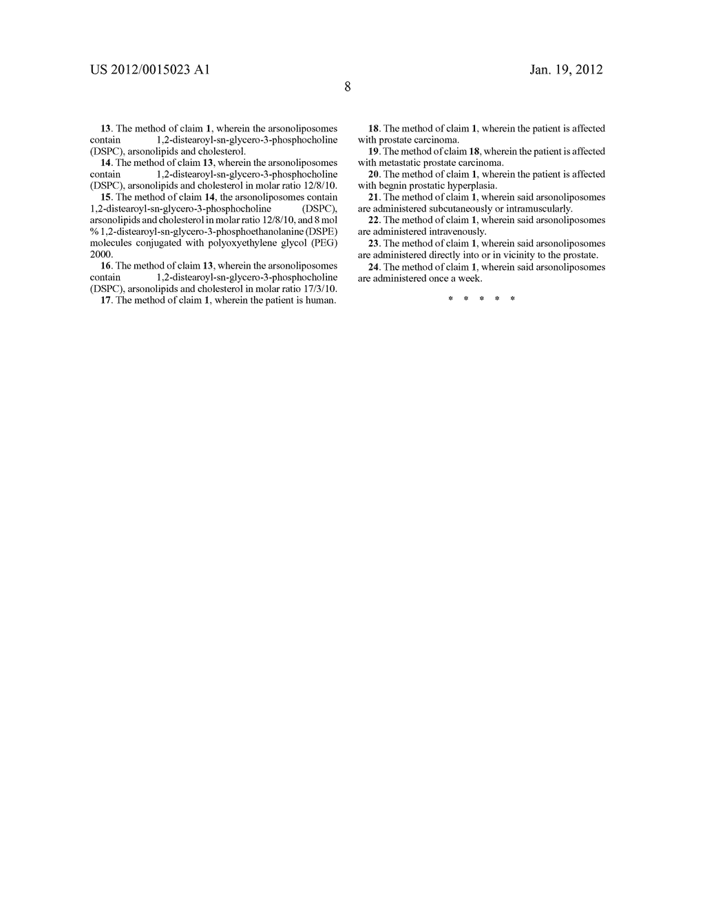 Treatment of tumors prostate with arsonoliposomes - diagram, schematic, and image 12