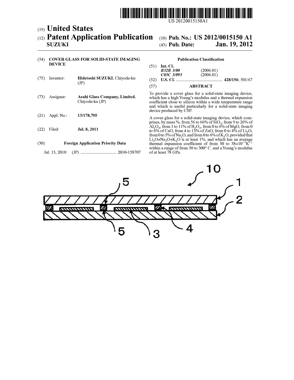 COVER GLASS FOR SOLID-STATE IMAGING DEVICE - diagram, schematic, and image 01